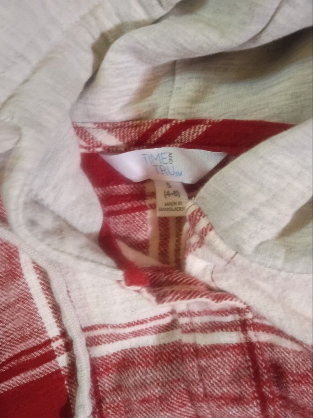 Womens Red Plaid Hooded Button-Up Shirt - Picture 2 of 3